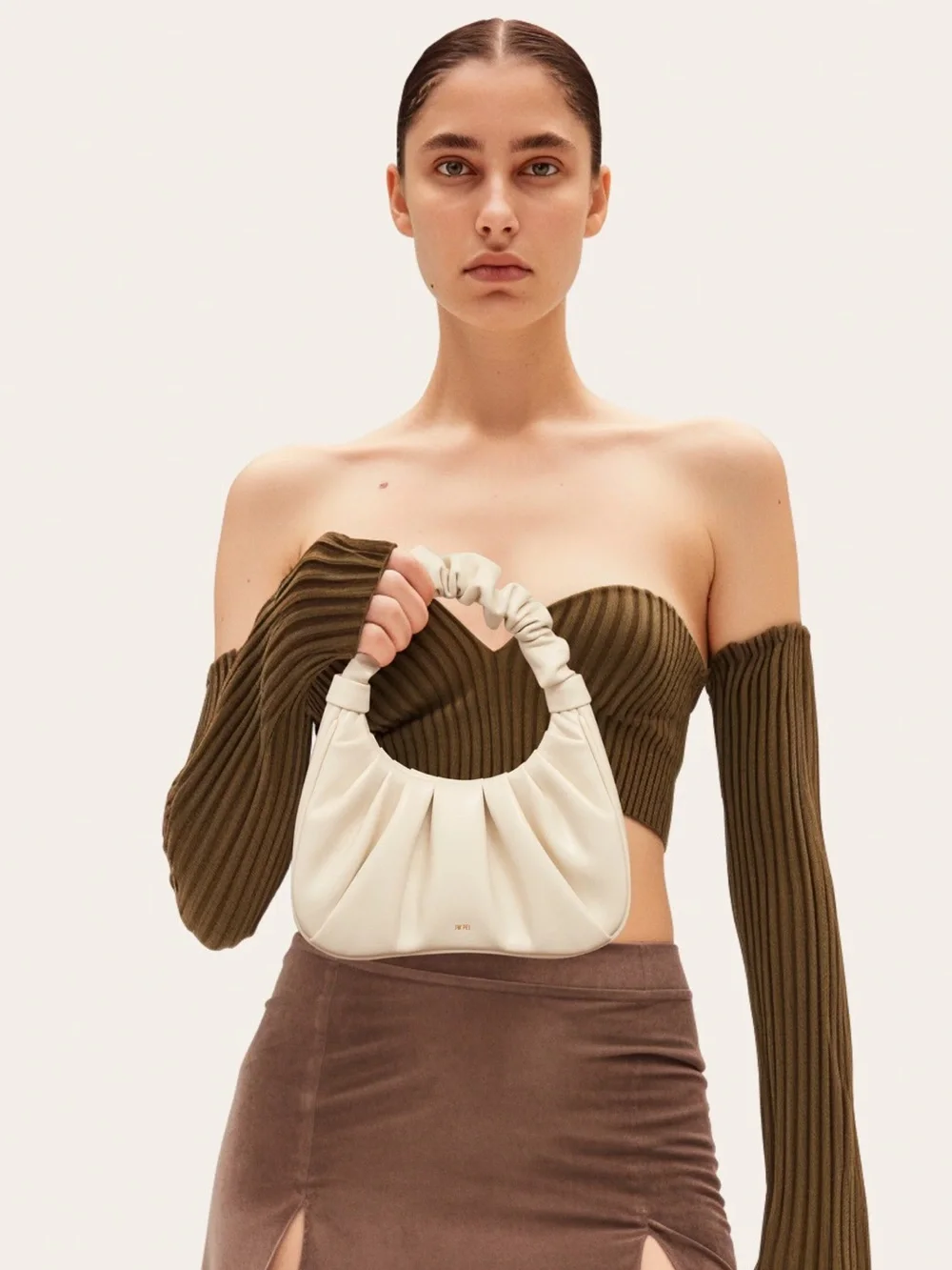 JW PEI Gabbi Ruched Hobo Handbag - Ivory